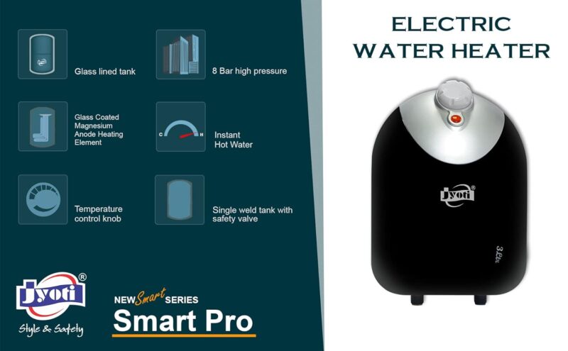 Jyoti Smart Pro 3Ltr Instant Electric Geyser | 3kw Capacity | Glass Lined Tank | 8 bar High Pressure - Image 3